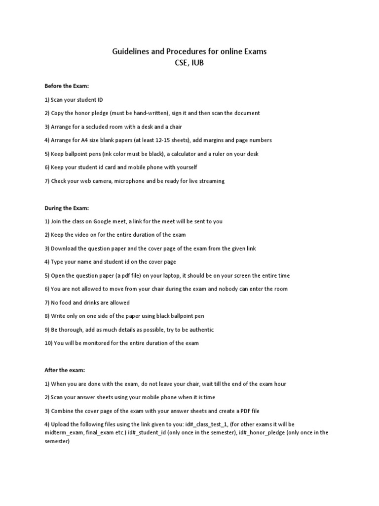 Guidelines Procedures Online Exams | PDF | Career & Growth | Computers