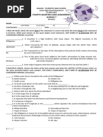 Fourth Quarter Long Assessment Science 7: Class #