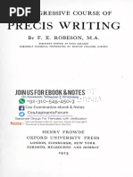 A Progressive Course On Precis Writing by F E Robsen