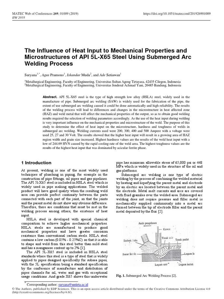 The Influence of Heat Input To Mechanical Properti | PDF | Welding ...