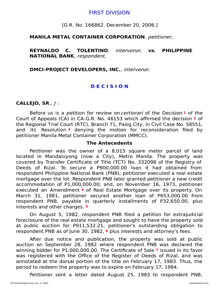 Manila Metal Container Corporation v.CA PDF Offer And