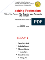 The Teaching Profession: Title of The Report: The Teacher As A Person in