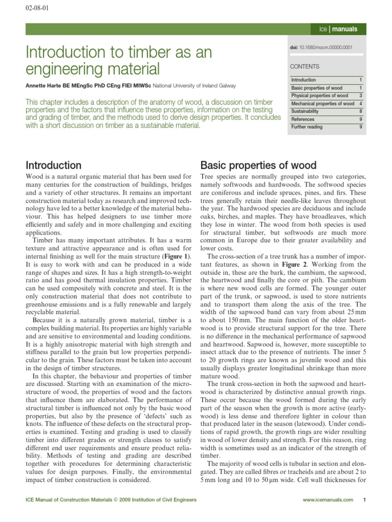 Timber as an Engineering Material | PDF | Wood | Strength Of Materials