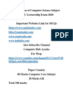 Preparation of Computer Science Subject PPSC Lectureship Exam 2020