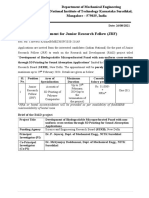 Advertisement For Junior Research Fellow (JRF)