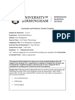Assessment and Feedback: Student Template: Your Previous Institution