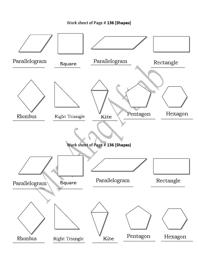 Work Sheet of Page 136 Shapes | PDF