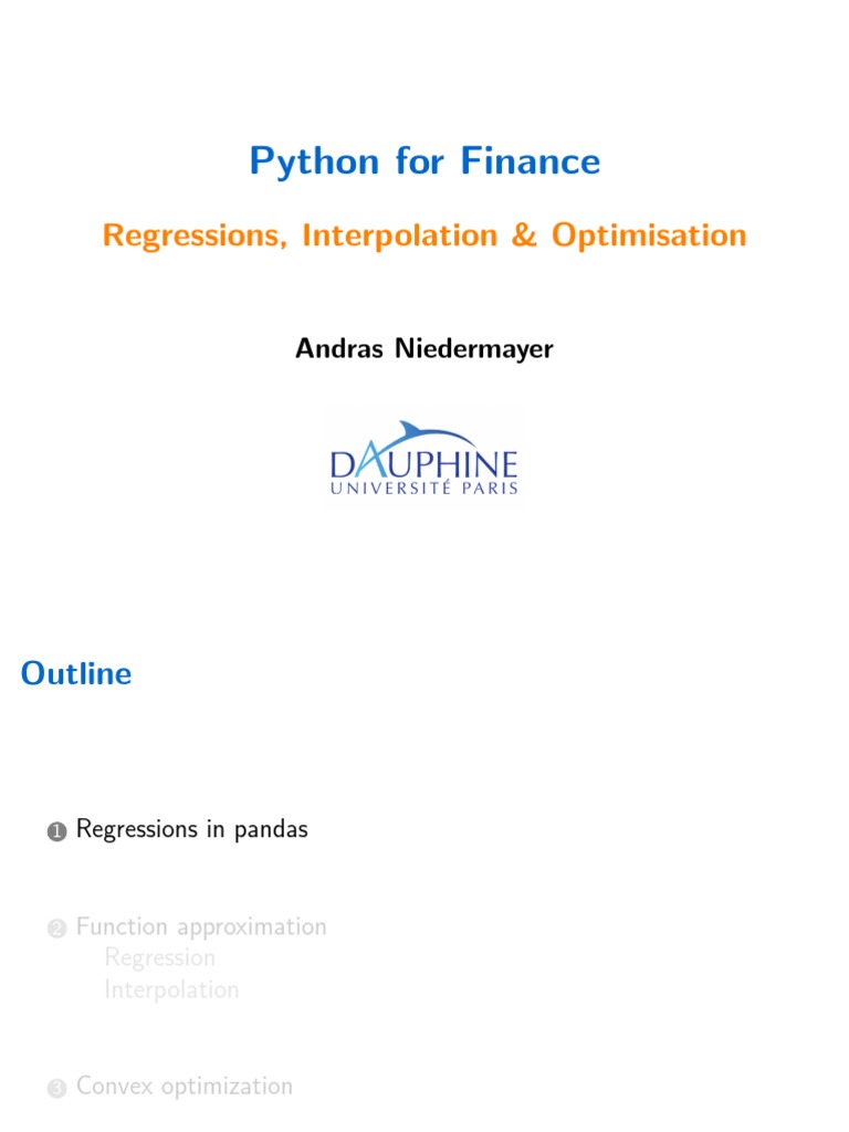 Python For Finance: Regressions, Interpolation & Optimisation | PDF ...