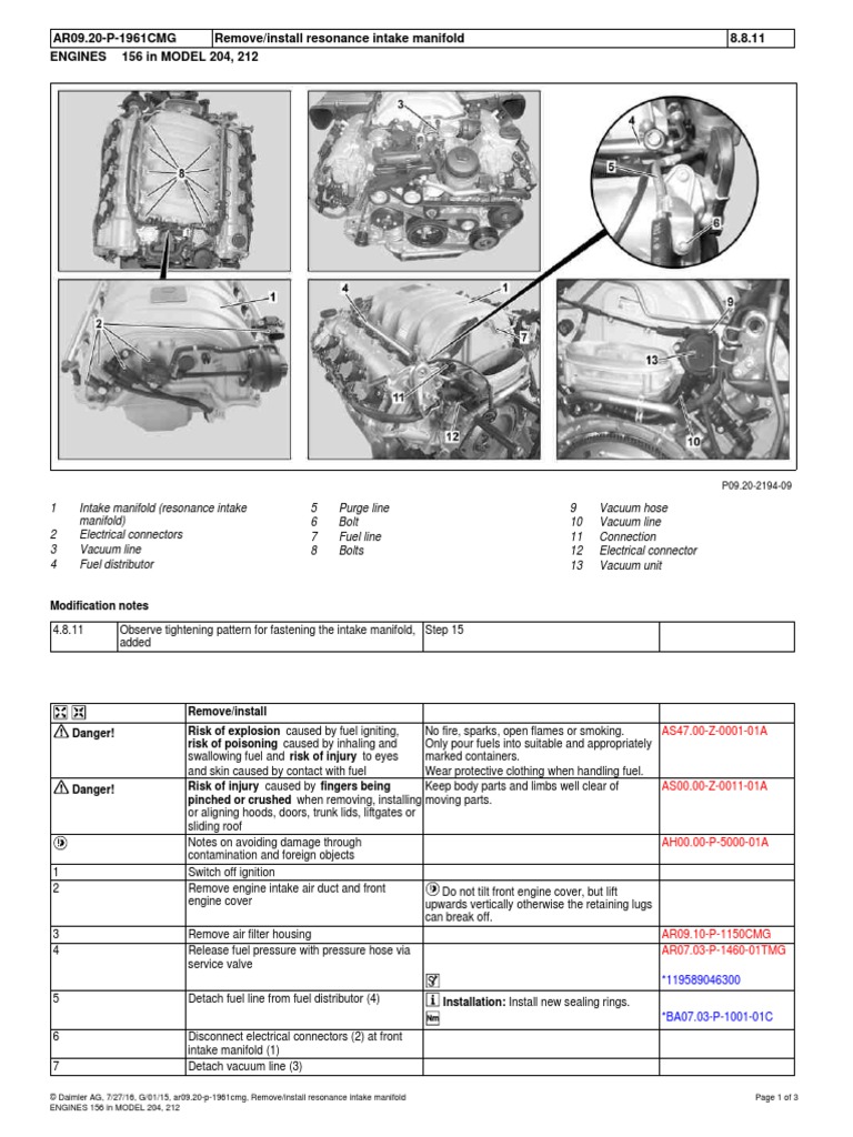 C63 Remove Install Resonance Intake Manifold PDF Distributor