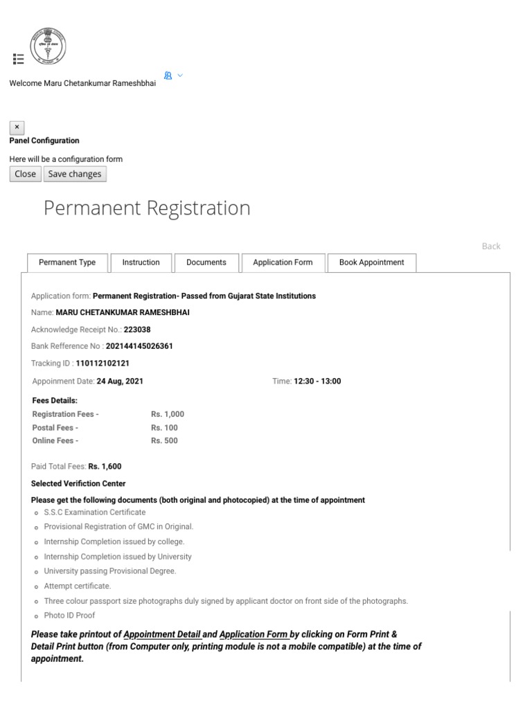 GMC Permanent Registration Appointment | PDF