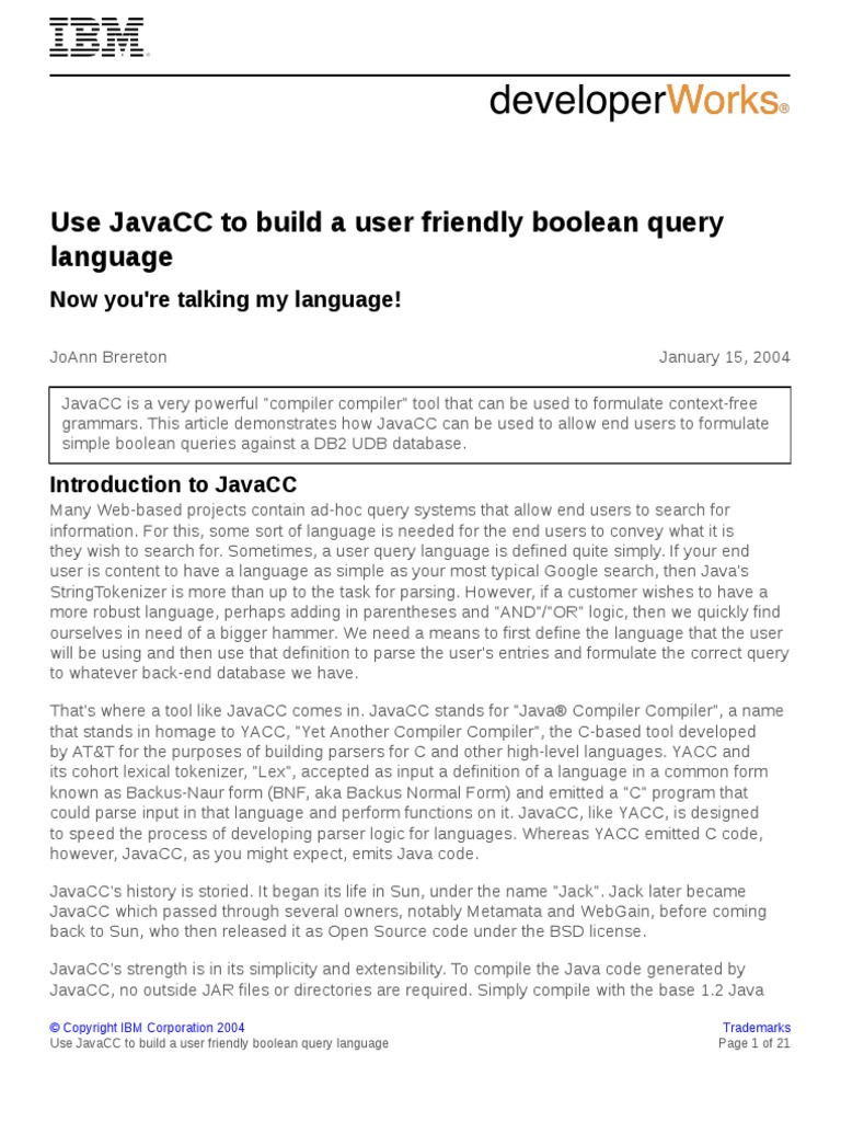 Use JavaCC To Build A User Friendly | PDF | Parsing | Compiler