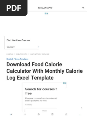 Download Food Calorie Calculator With Monthly Calorie Log Excel Template - ExcelDataPro
