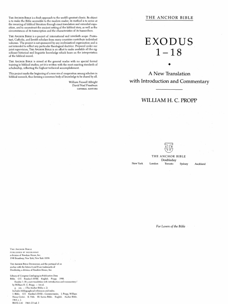 Exodus 118 A New Translation With Notes and Comments (Anchor Bible