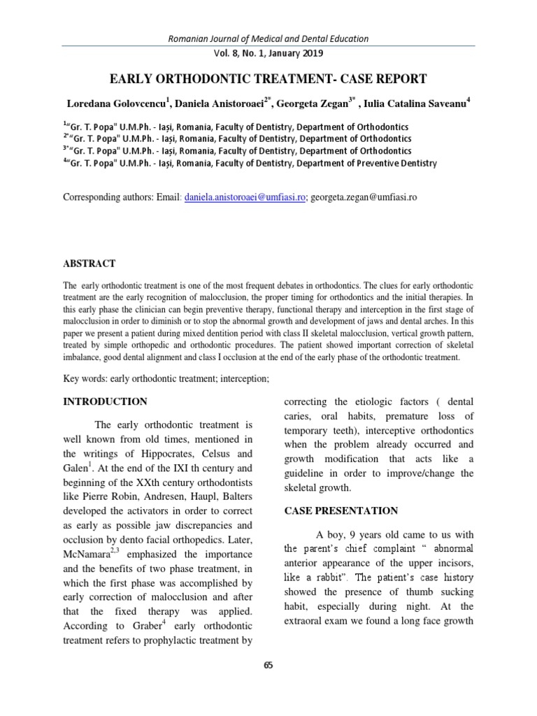 Early Orthodontic Treatment Case Report | PDF | Orthodontics | Health ...