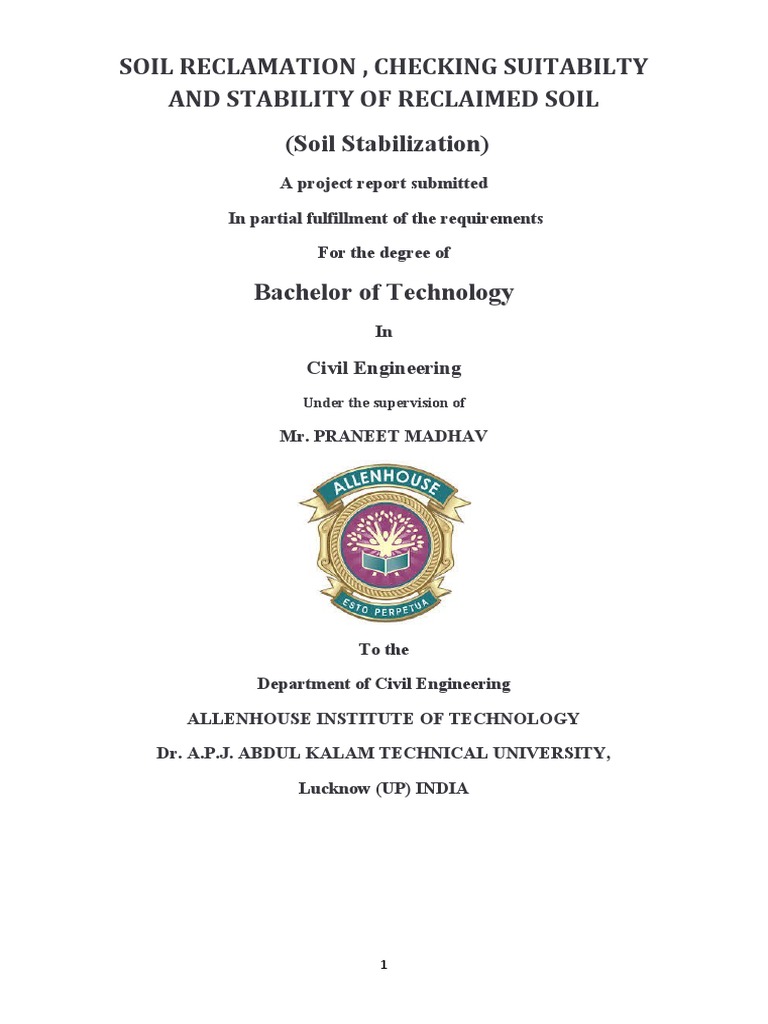 Soil Reclamation (Final Report) 58 | PDF | Fly Ash | Cement