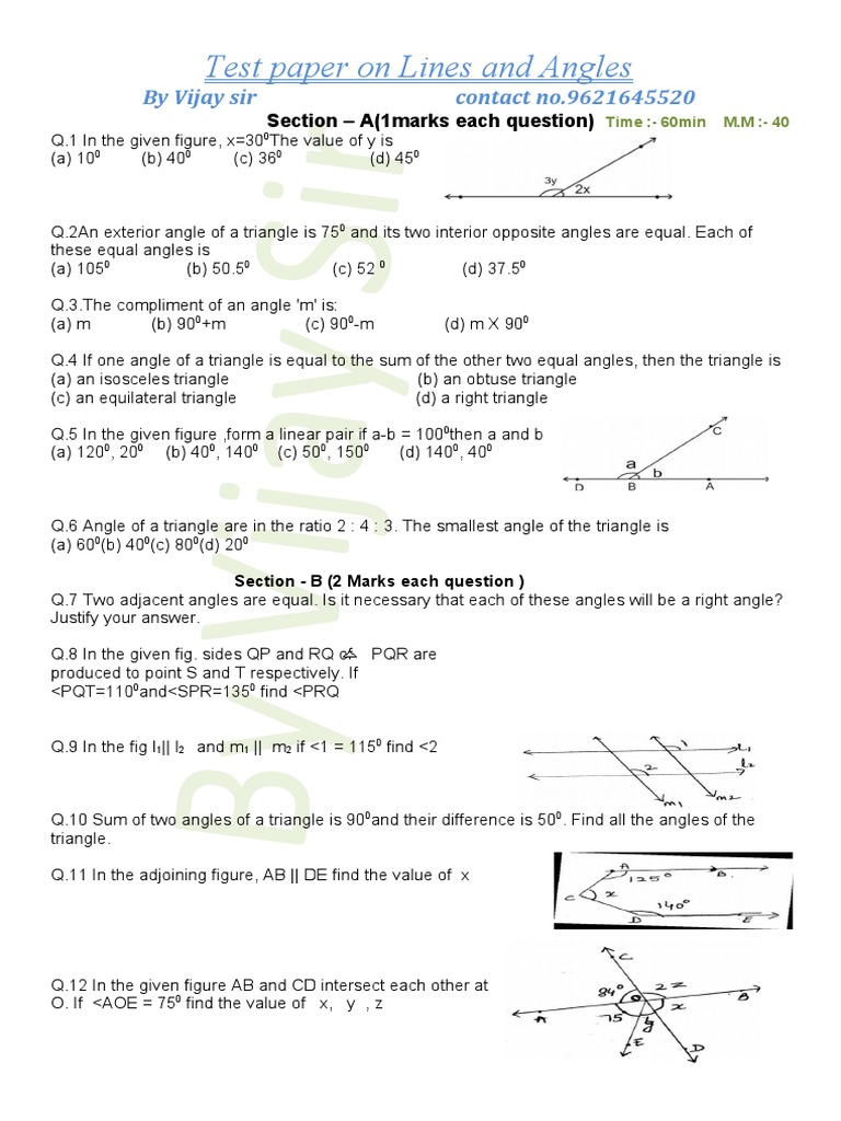 LINE - AND - ANGLES - 9th 2021 by Vijay Sir | PDF | Triangle ...