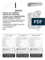 Operator'S Manual: 18 Volt 3/8 In. Compression Drive Crown Stapler