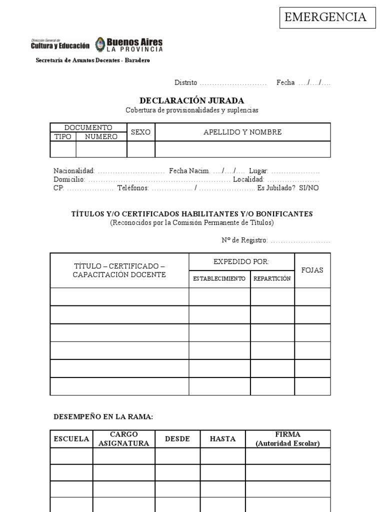 FORMULARIO INSCRIPCIÓN DE EMERGENCIA