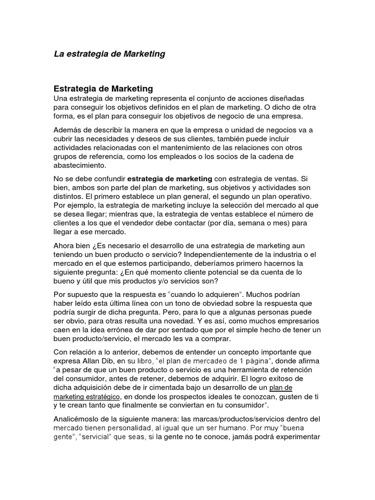 La Estrategia de Marketing | PDF | Marketing | Mercado (economía)
