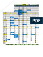 Excel calendar 2022