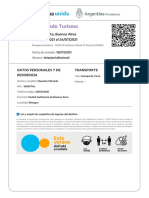 Certificado Turismo: Mar Del Plata, Buenos Aires Del 17/07/2021 Al 24/07/2021