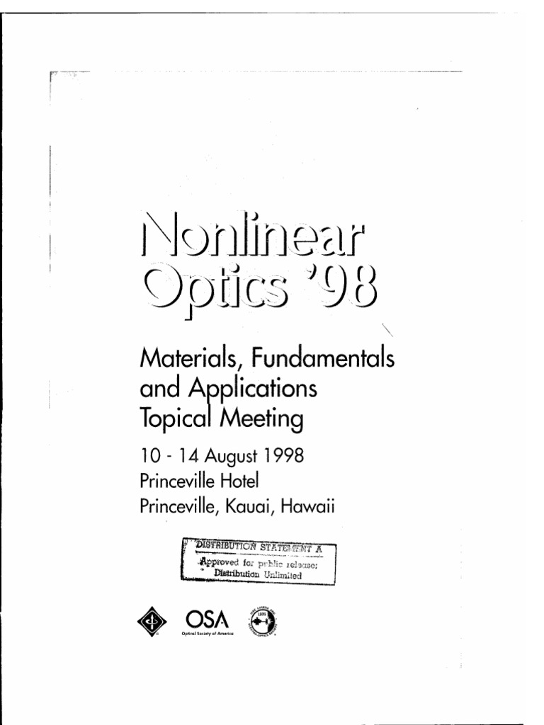 Numerical Study Of Second Harmonic Gener Pdf Nonlinear Optics Laser