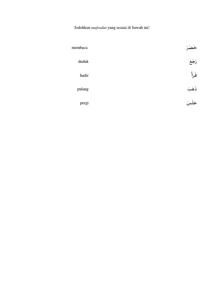 Soal Menjodohkan Kelas IX Bahasa Arab | PDF