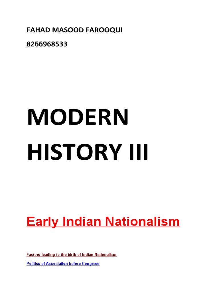 Early Indian Nationalism Factors Explained | PDF | Politics