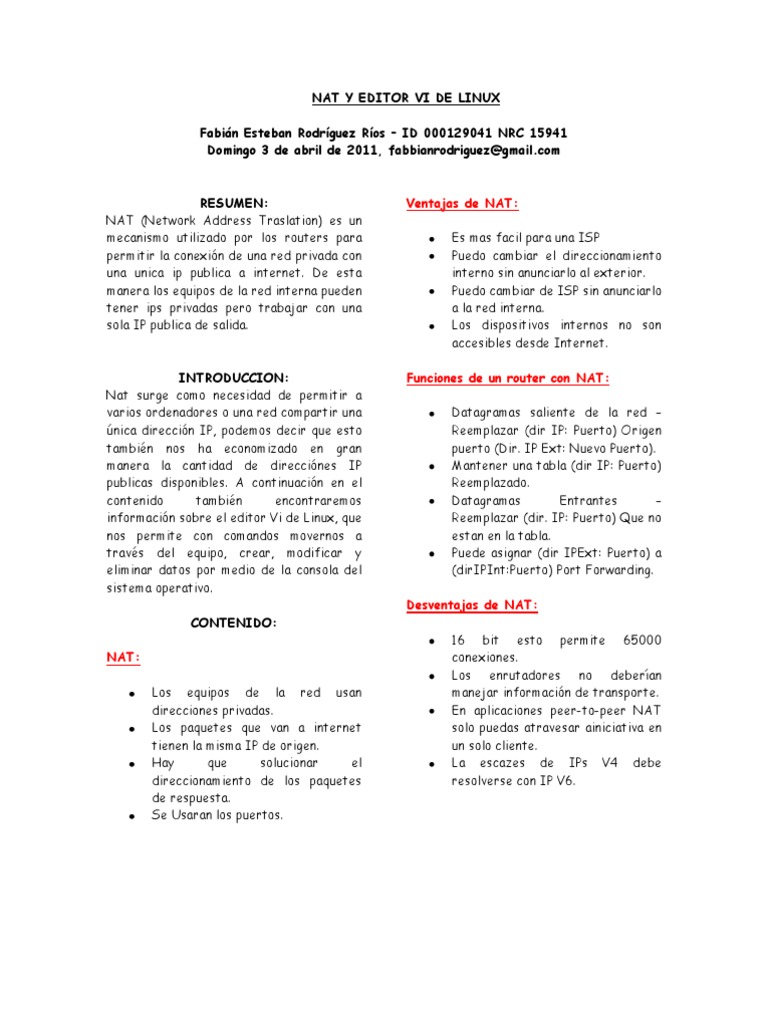 Nat y Vi-De Linux | PDF