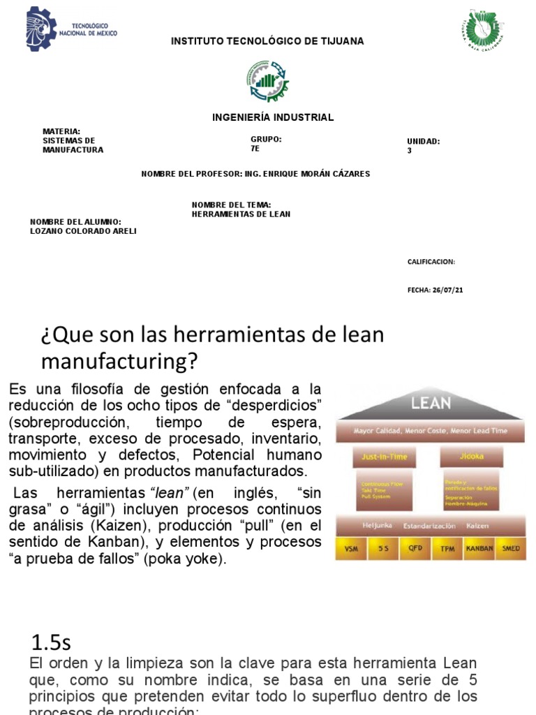 Herramientas Clave de Lean Manufacturing | PDF | Lean Manufacturing ...