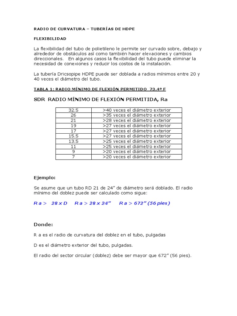 Radio de Curvatura Hdpe PDF