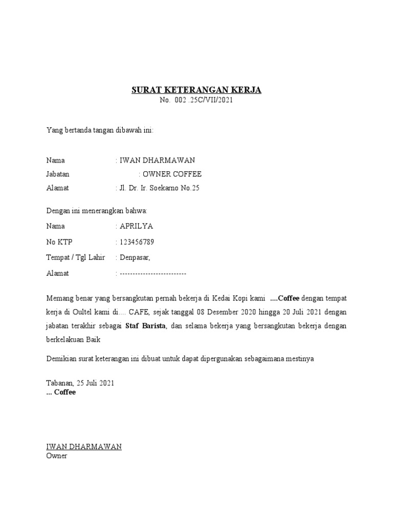 Download 93+ Contoh Surat Surat Keterangan Kerja Terbaik Gratis