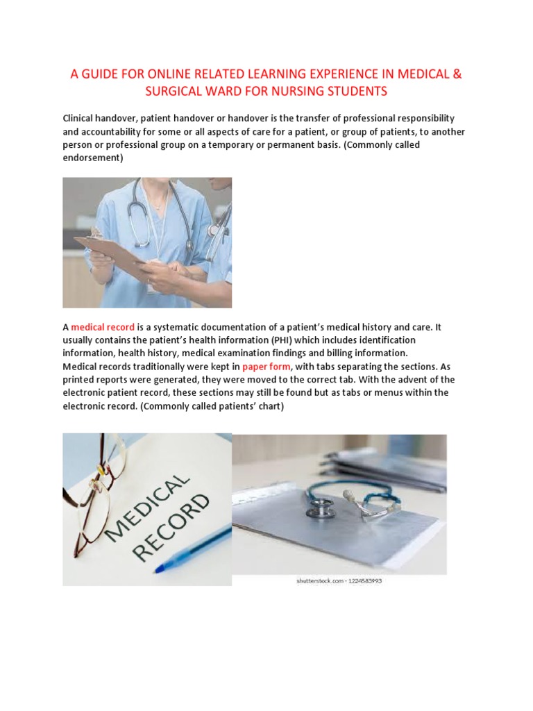 Nursing Students' Online Learning Guide | PDF | Medical Record | Health ...