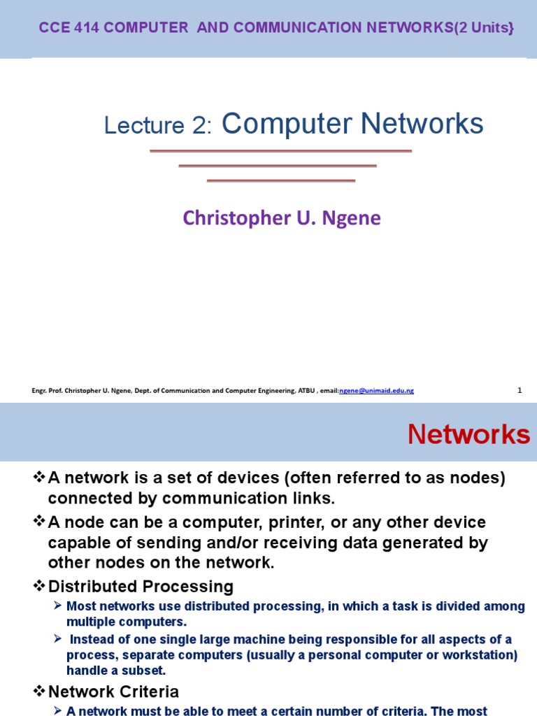 Computer Networks Lecture Overview | PDF | Computer Network | Network ...