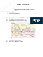 Lista de Exercícios 9 - Ciclo de Krebs E...