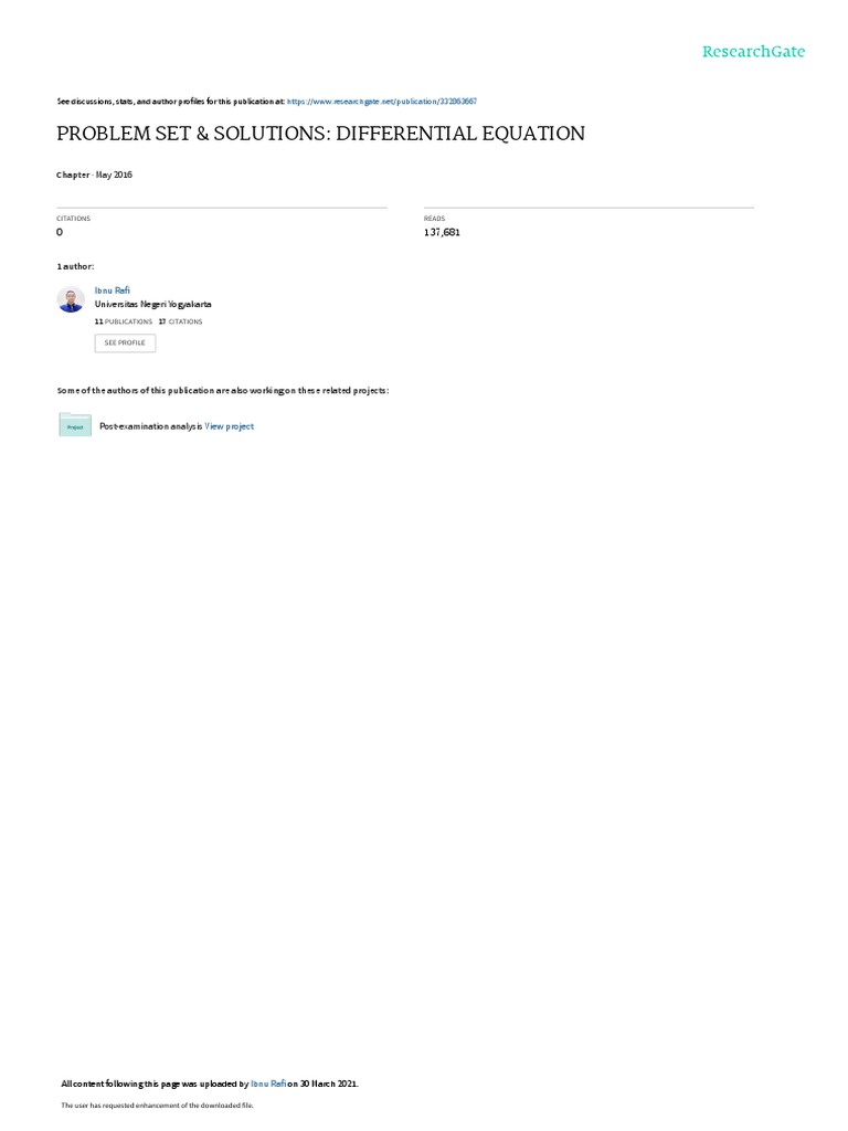 Problem Set Of Differential Equation Pdf Pdf Differential Equations