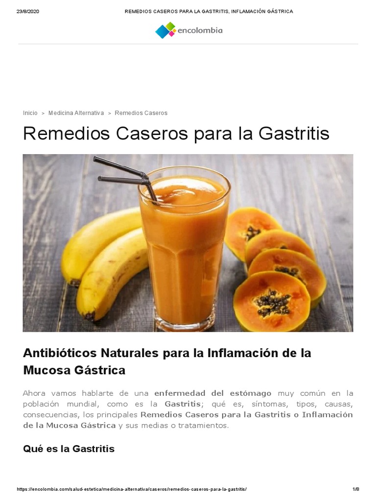 Remedios Caseros para La Gastritis, Inflamación Gástrica | PDF |  Especialidades Medicas | Medicina CLINICA