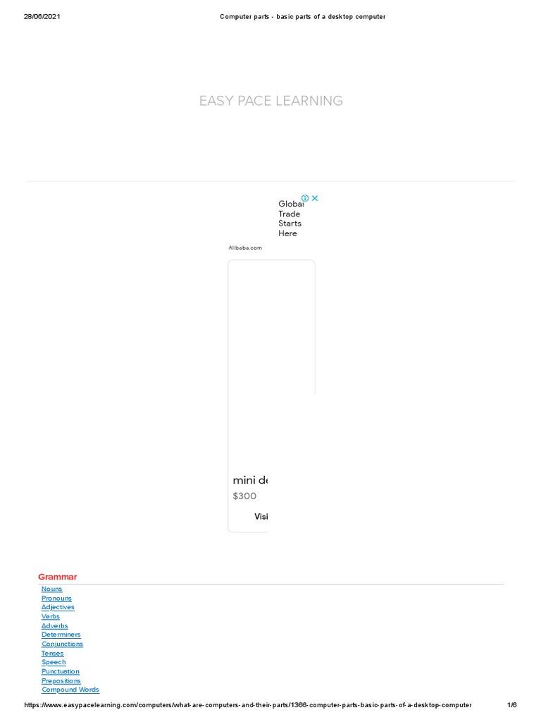 Computer Parts - Basic Parts of A Desktop Computer | PDF | Linguistics ...