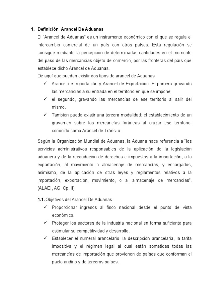 Definición Arancel de Aduanas | PDF | aduana | Arancel