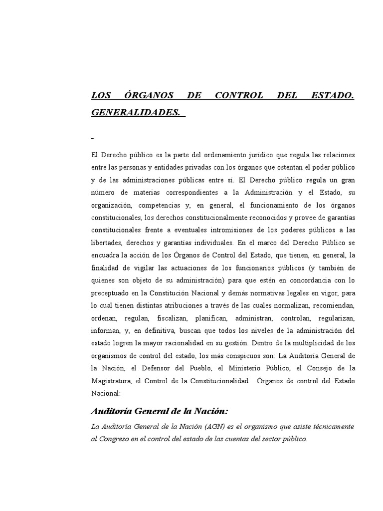 Órganos de Control del Estado: Funciones y Estructura | PDF | Auditoría ...