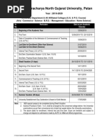 Hemchandracharya North Gujarat University, Patan: Sr. No. Particulars Date As Per Academic Calendar