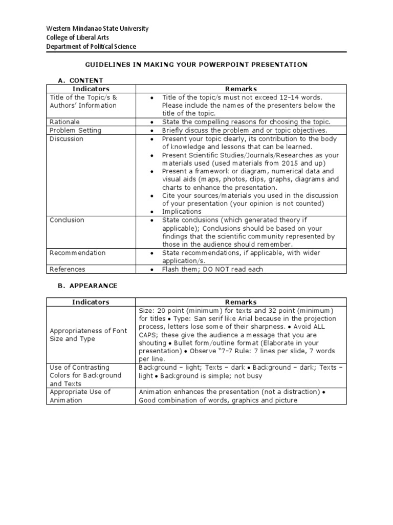 PowerPoint Presentation Guidelines | PDF | Microsoft Power Point | Graphics