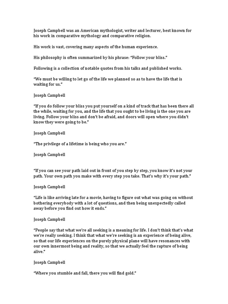 Joseph Campbell Quotes | PDF