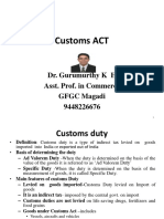 Customs ACT: Dr. Gurumurthy K H Asst. Prof. in Commerce GFGC Magadi 9448226676