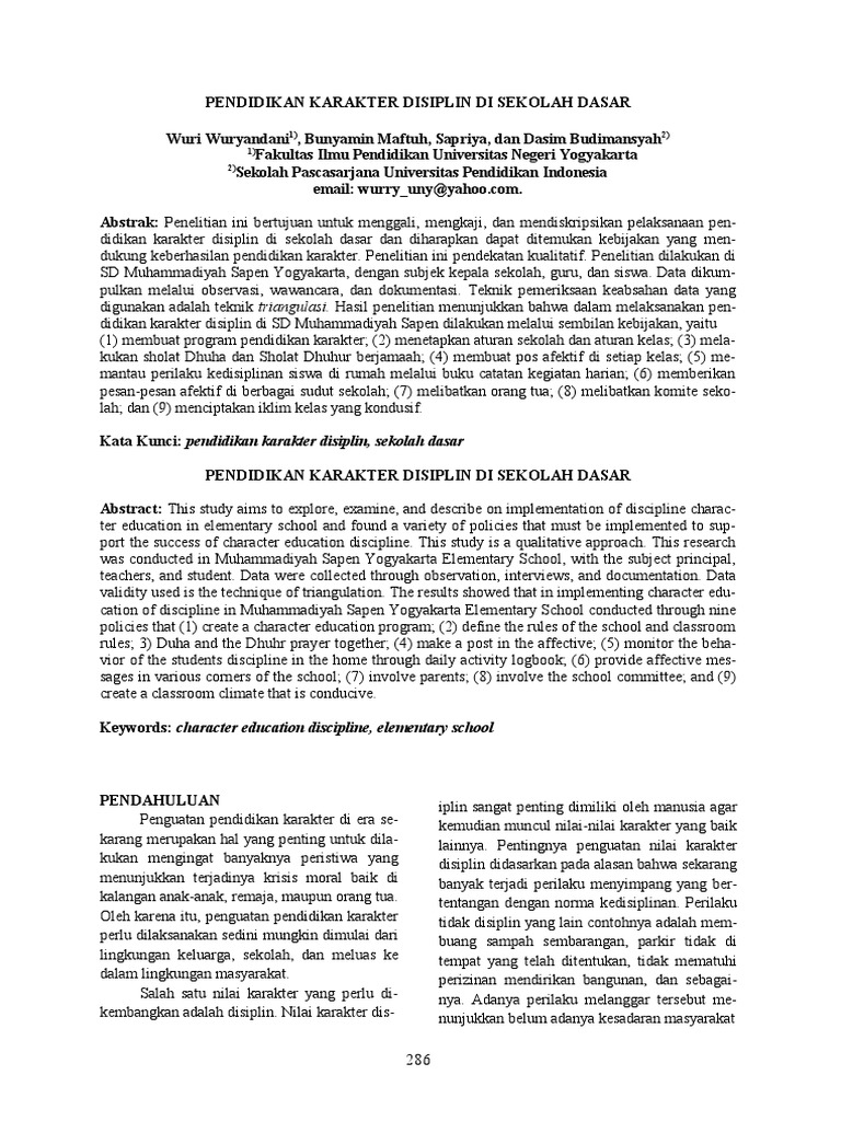 Pendidikan Karakter Disiplin Di Sekolah Pdf