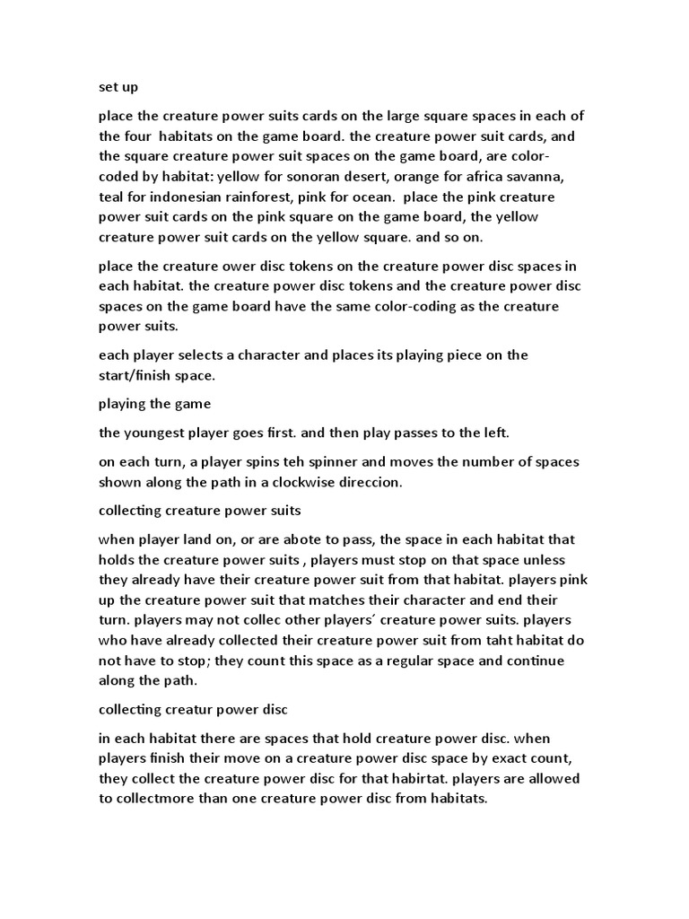 Creature Power Board Game Rules | PDF | Physical Oceanography ...