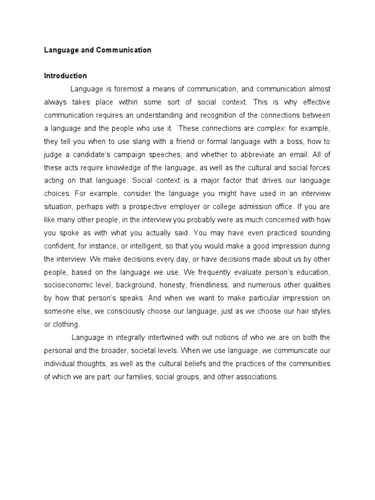 Introduction To Language and Communication PDF