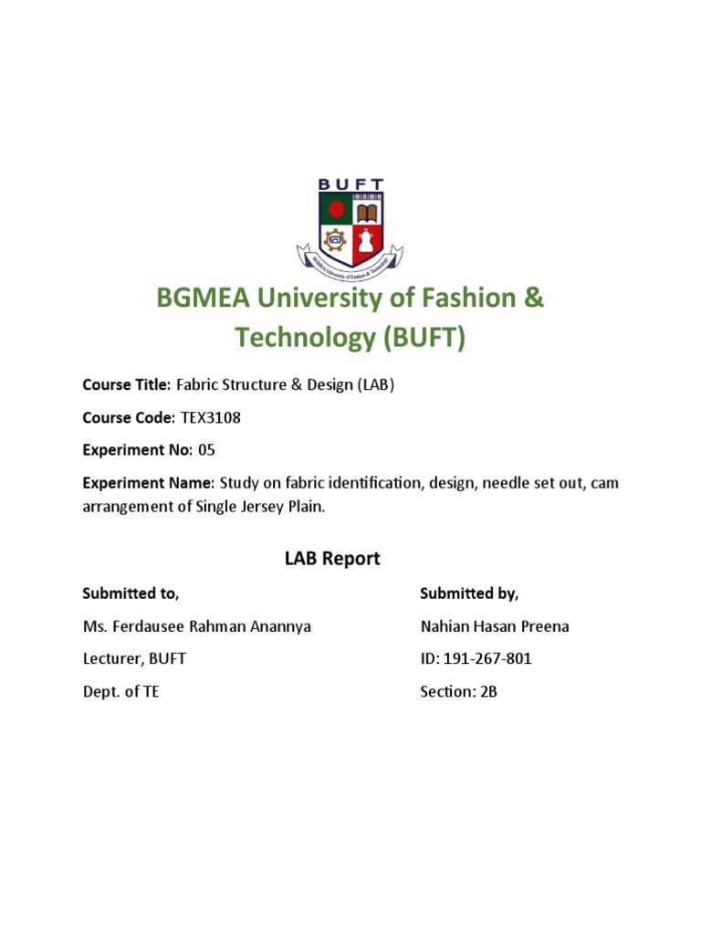 Fabric Structure & Design Lab Reports | PDF | Textiles