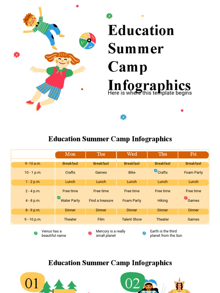 Education Summer Camp Infographics by Slidesgo PDF Solar