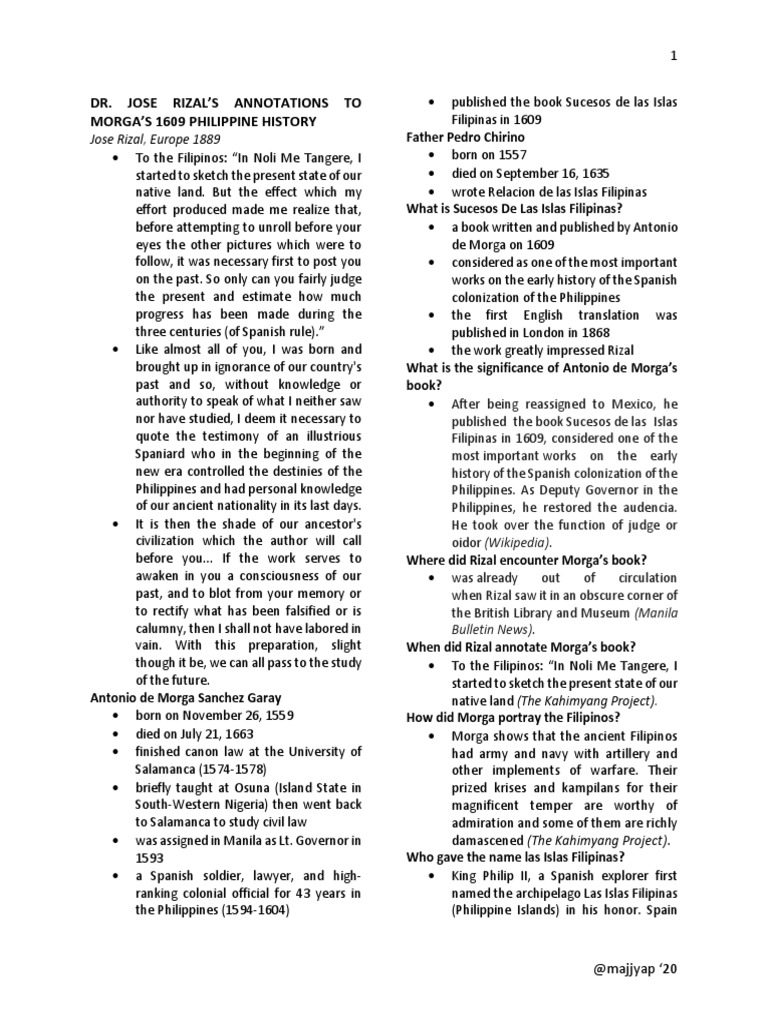 Rizal's Annotations on Morga's History | PDF | Philippines